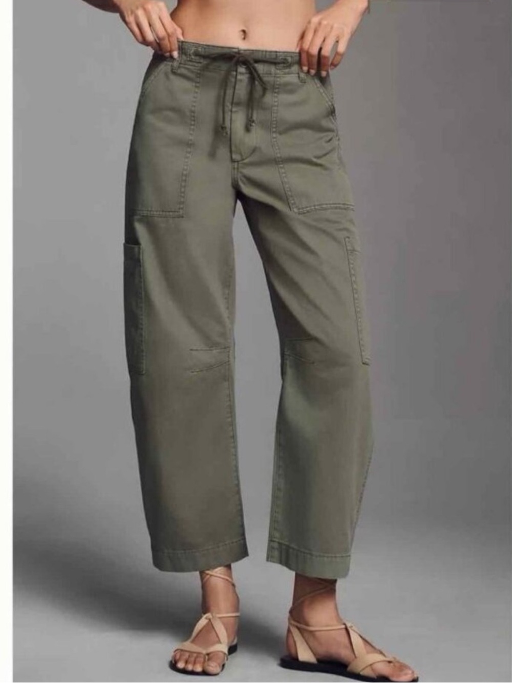 Pistola Sabrina Curved Barrel Utility Pants Wide Leg Meadow Green